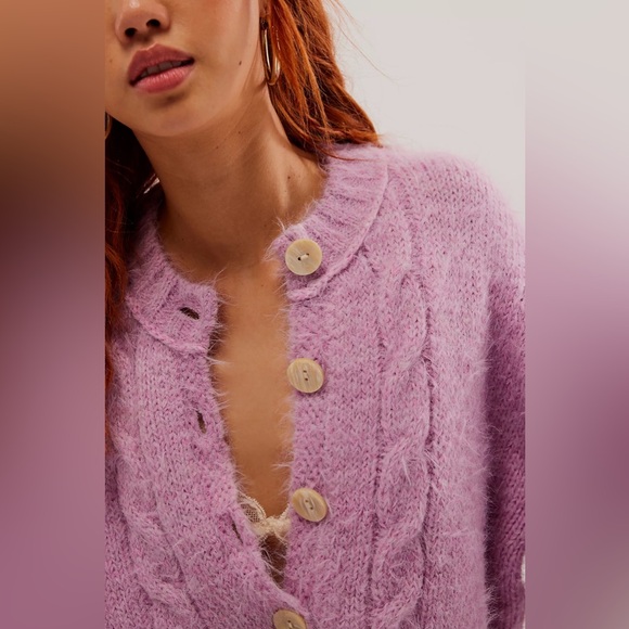 SOLD NWOT Free People Willow Cardi Cropped Wool Blend Winter Cardigan Sweater XL - Picture 2 of 8